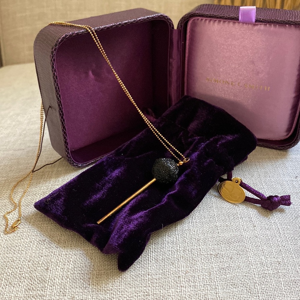 Rare limited edition 18 carat gold and Black Swarovski Crystal drop necklace